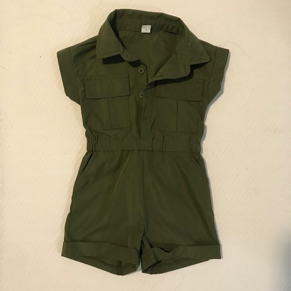 Girls collared short sleeve romper